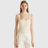 Knitted tank top with square neckline