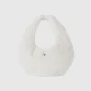 Large crescent moon bag in faux fur