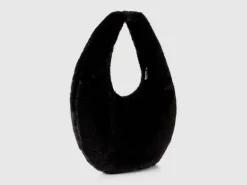 Large crescent moon bag in faux fur