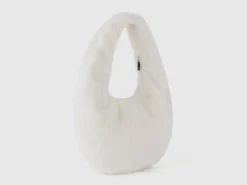 Large crescent moon bag in faux fur