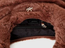 Large crescent moon bag in faux fur