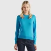 Light blue sweater in pure cashmere