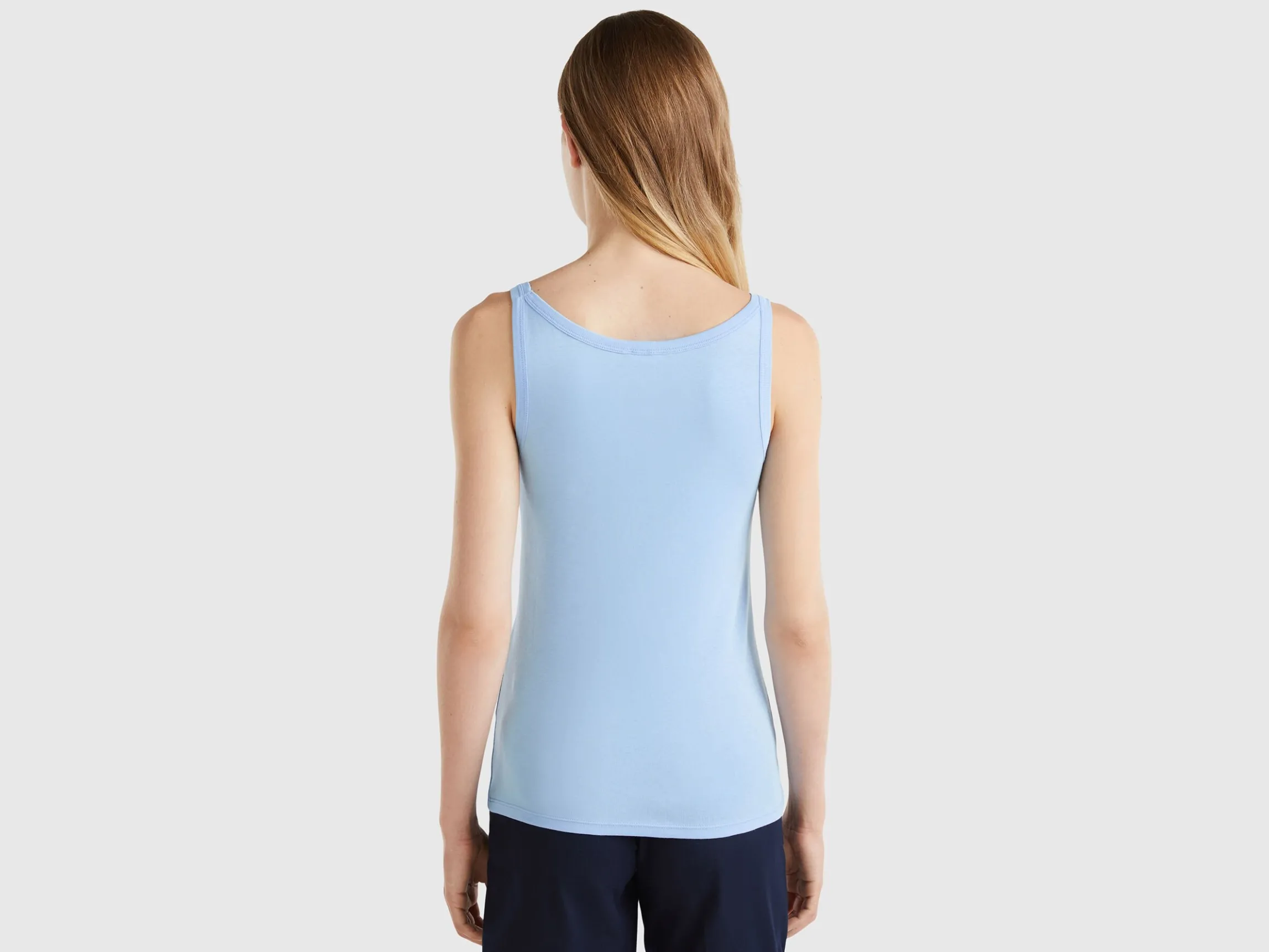 Light blue tank top in pure cotton
