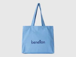 Light blue tote bag in pure cotton