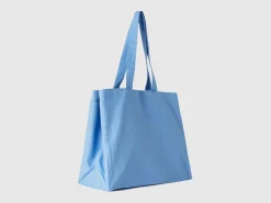 Light blue tote bag in pure cotton