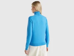 Light blue turtleneck in pure cashmere