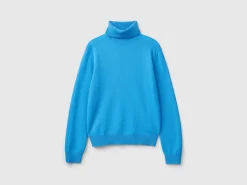 Light blue turtleneck in pure cashmere