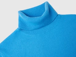 Light blue turtleneck in pure cashmere