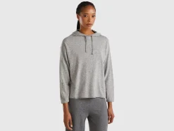 Light gray cashmere blend sweater with hood