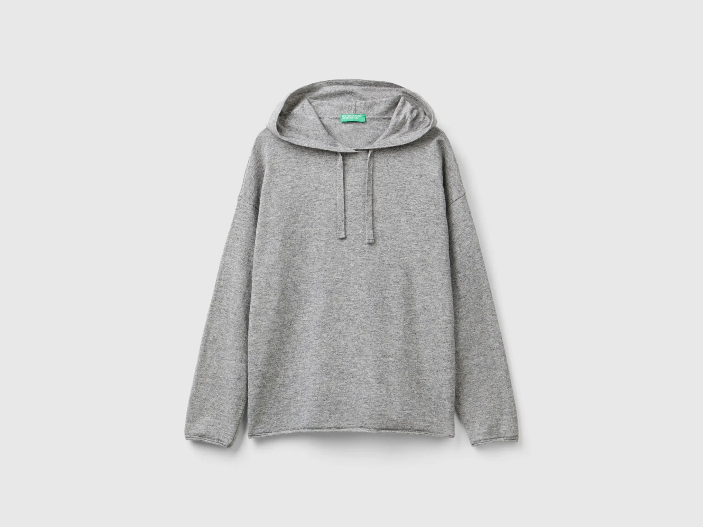 Light gray cashmere blend sweater with hood