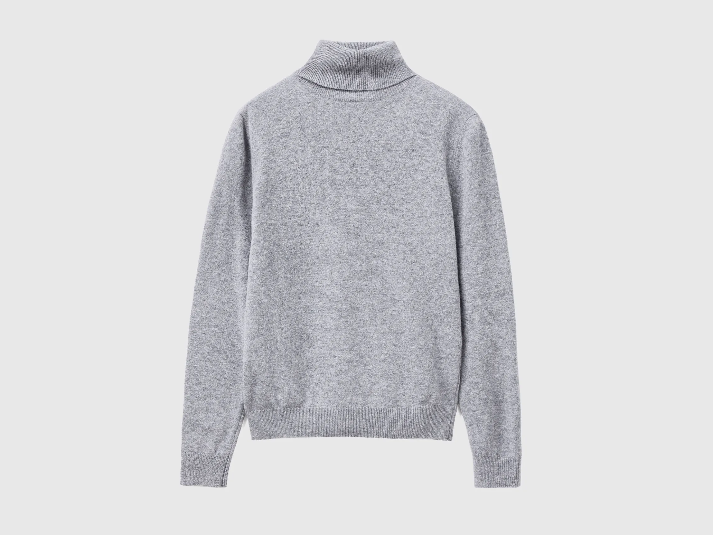 Light gray turtleneck in pure Merino wool