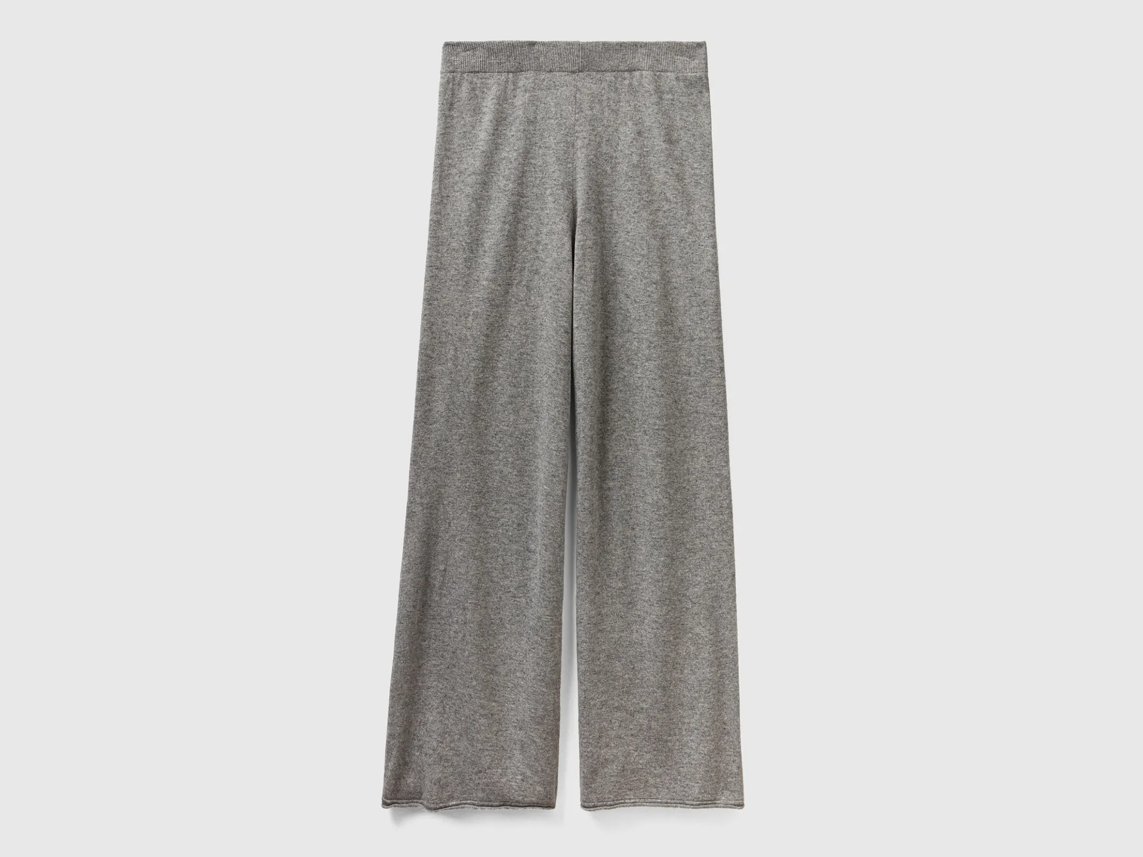 Light gray wide leg trousers in cashmere and wool blend