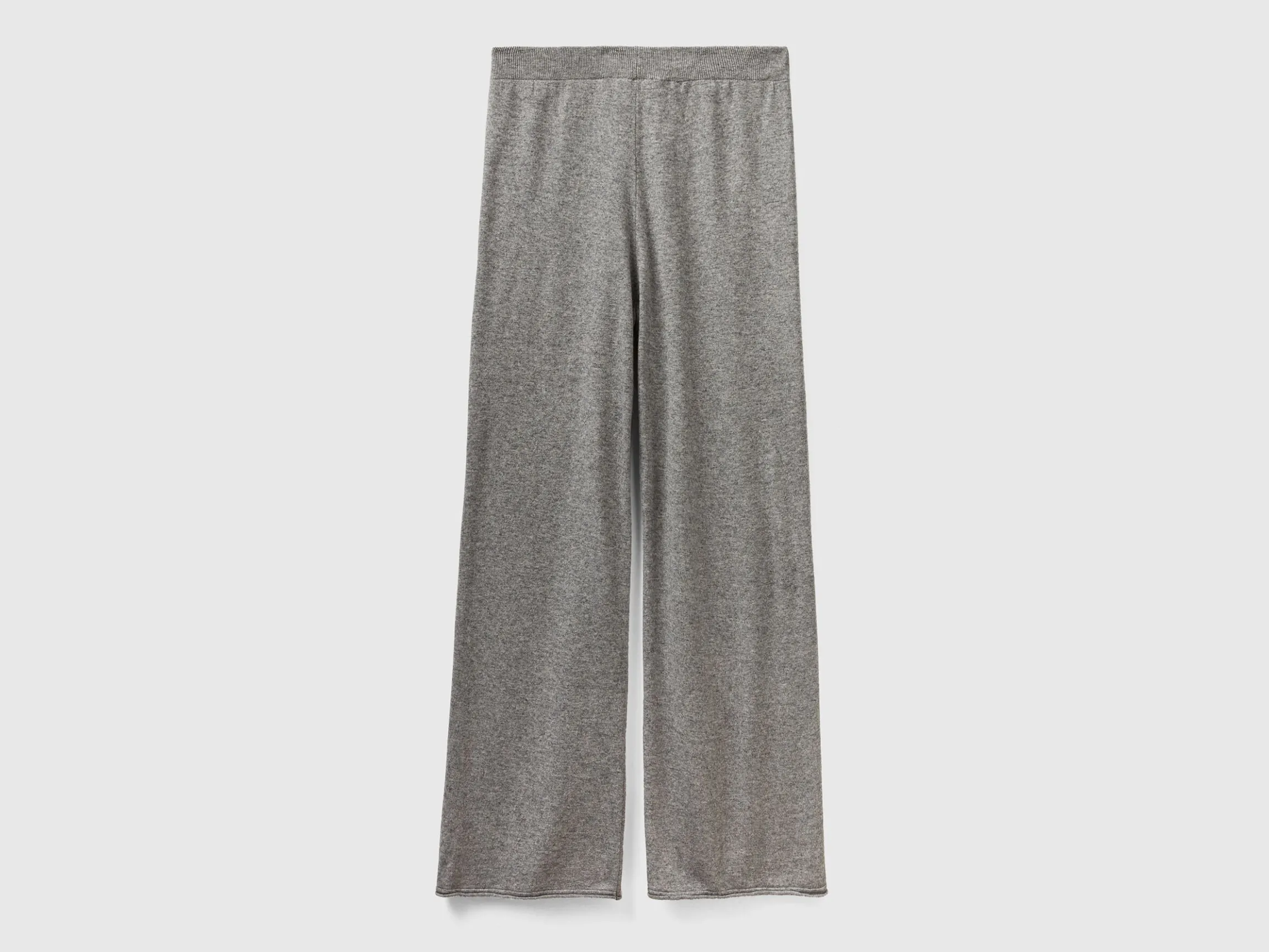 Light gray wide leg trousers in cashmere and wool blend