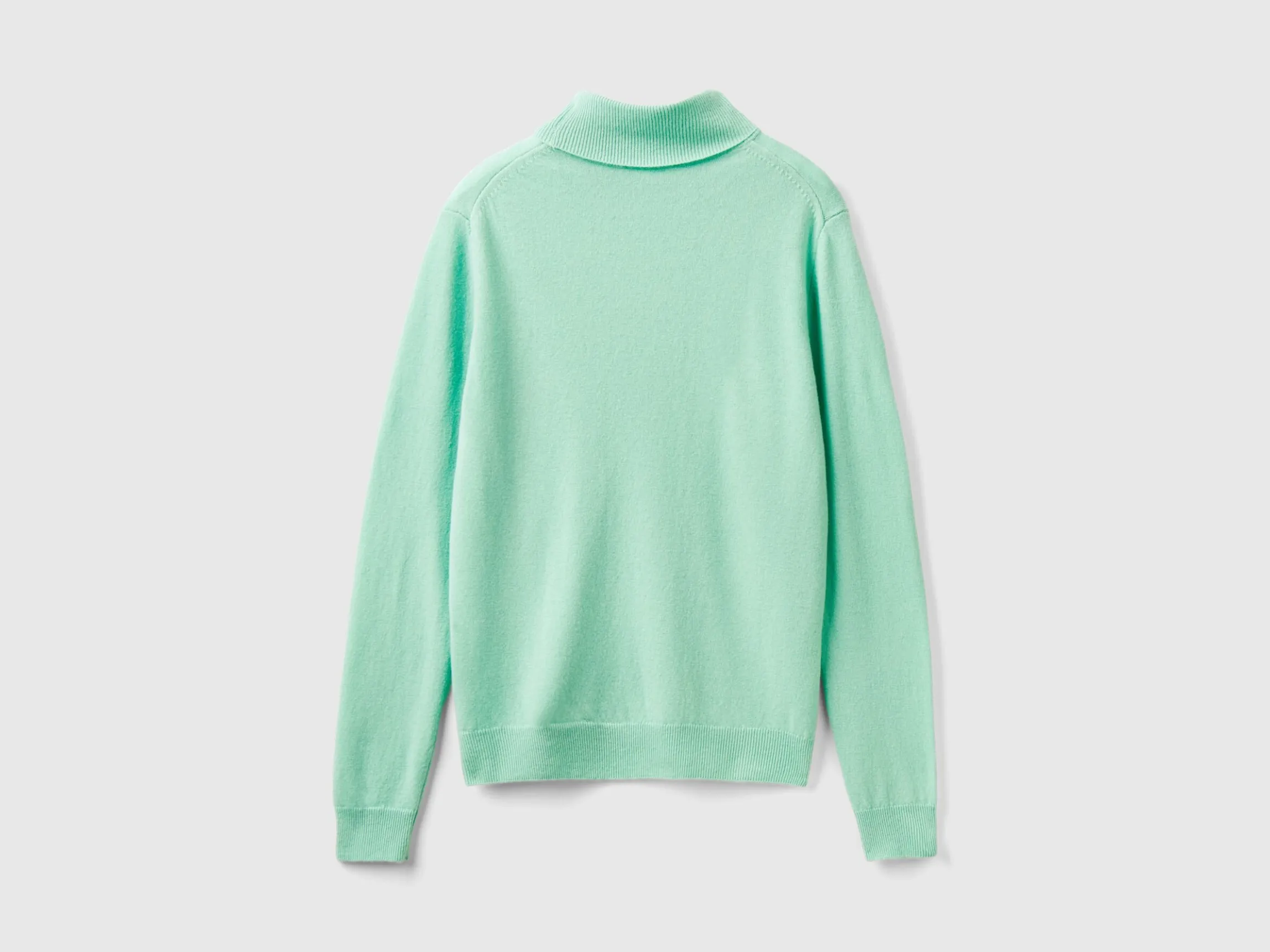 Light teal turtleneck sweater in pure Merino wool