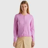 Lilac cardigan in pure Merino wool