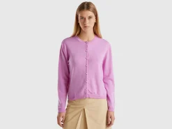 Lilac cardigan in pure Merino wool