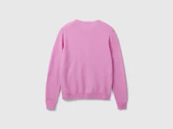Lilac crew neck cardigan in pure Merino wool