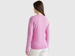 Lilac crew neck sweater in pure Merino wool