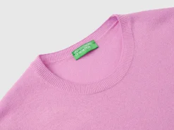 Lilac crew neck sweater in pure Merino wool