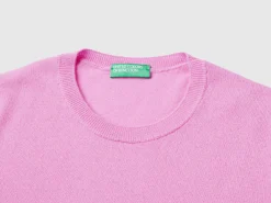 Lilac short sleeve sweater in pure Merino wool