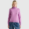 Lilac turtleneck in pure cashmere