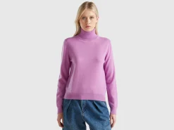 Lilac turtleneck in pure cashmere