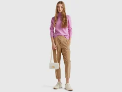 Lilac turtleneck sweater in pure Merino wool