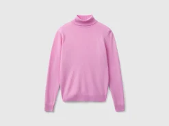 Lilac turtleneck sweater in pure Merino wool