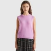 Lilac vest in pure Merino wool