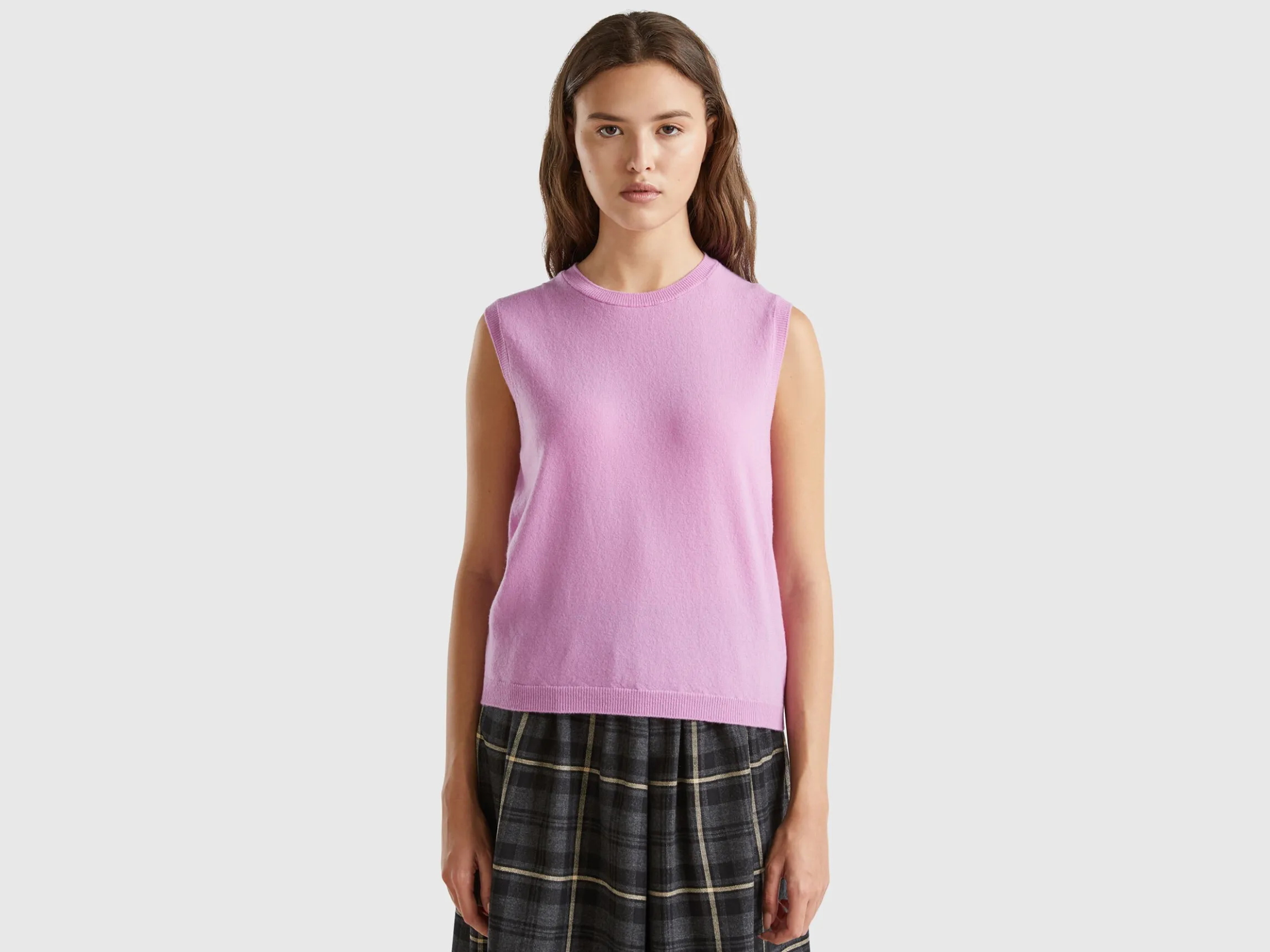 Lilac vest in pure Merino wool