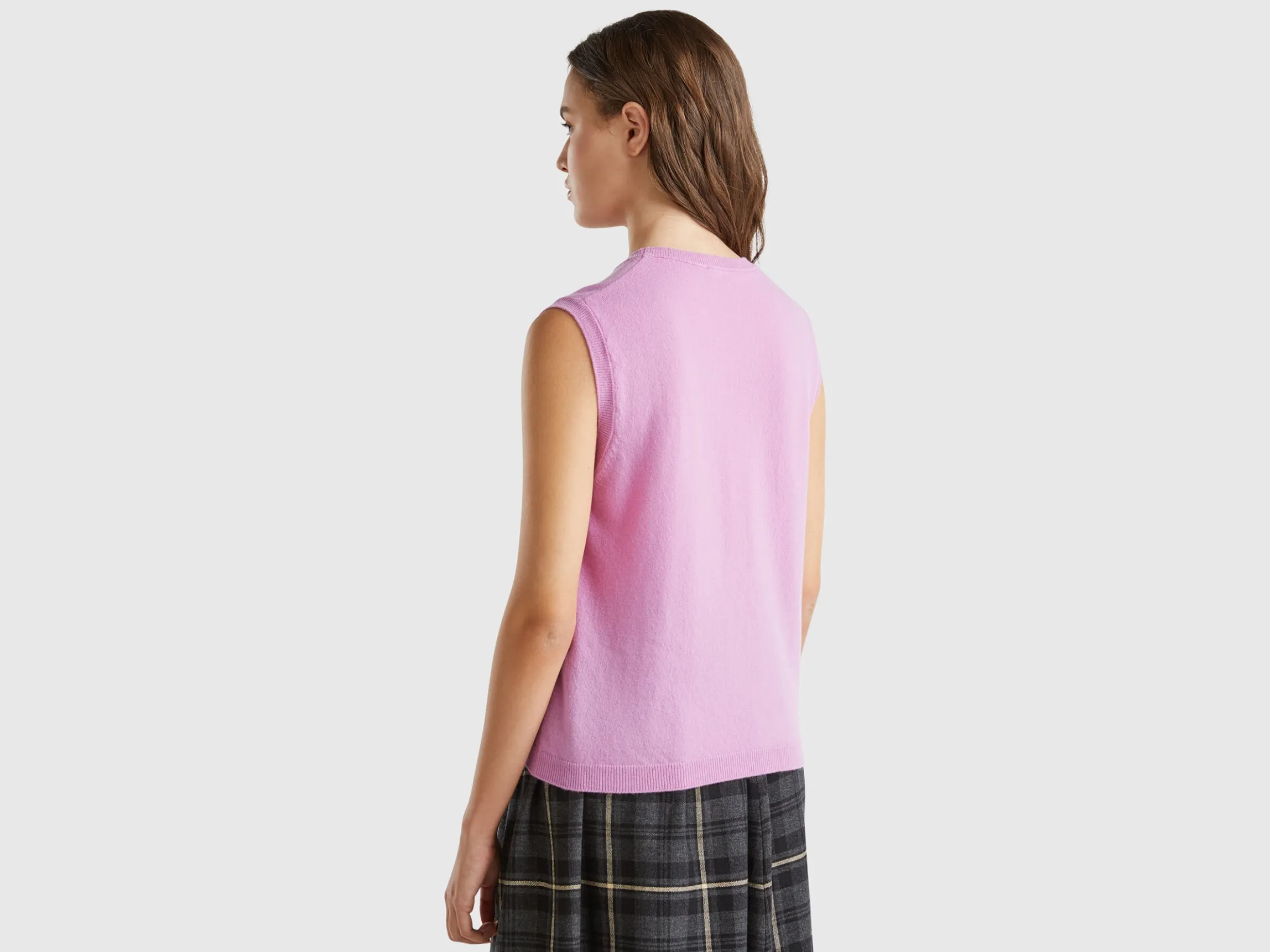 Lilac vest in pure Merino wool