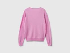 Lilac V-neck sweater in pure Merino wool