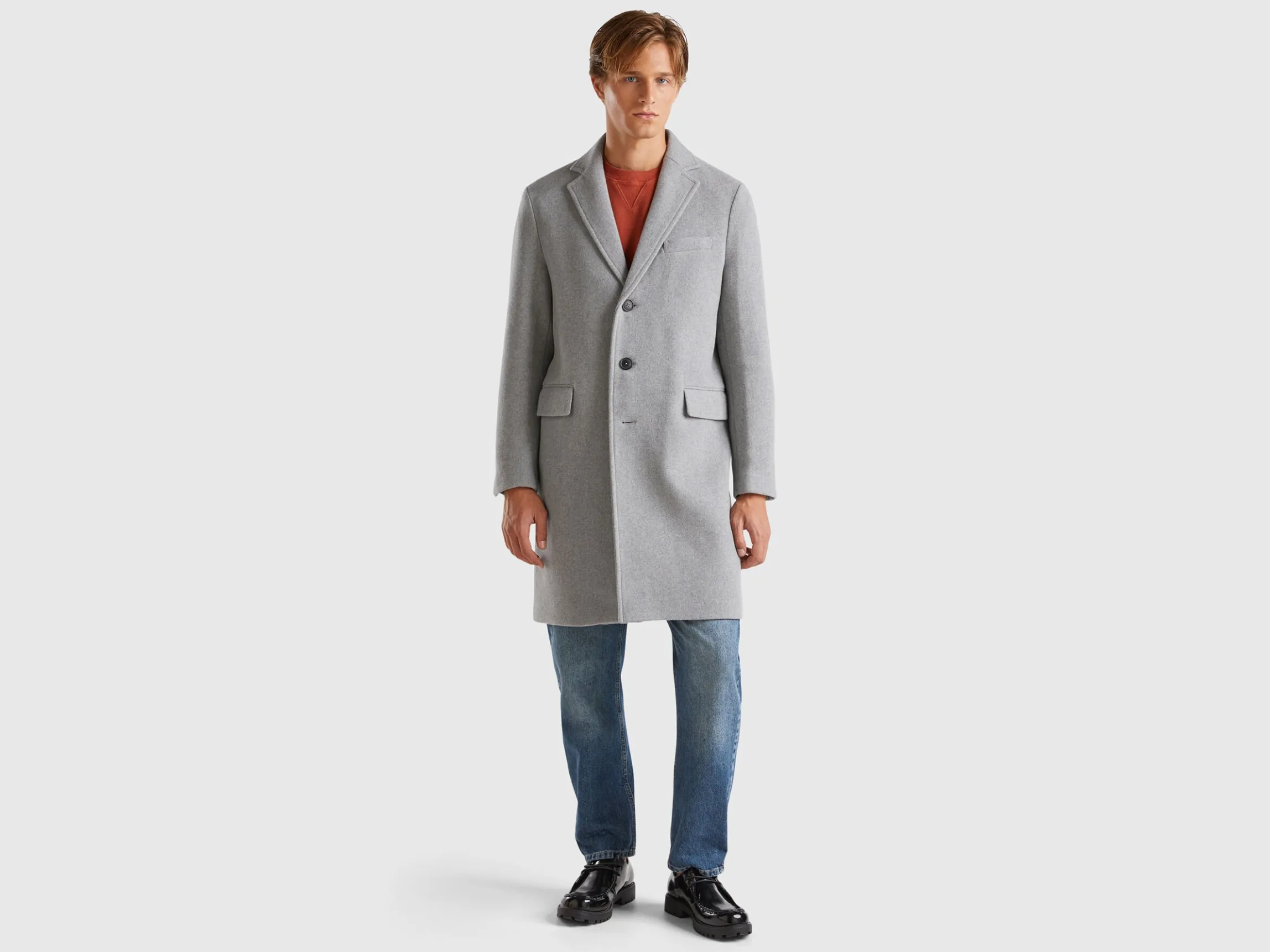 Lined coat in wool blend