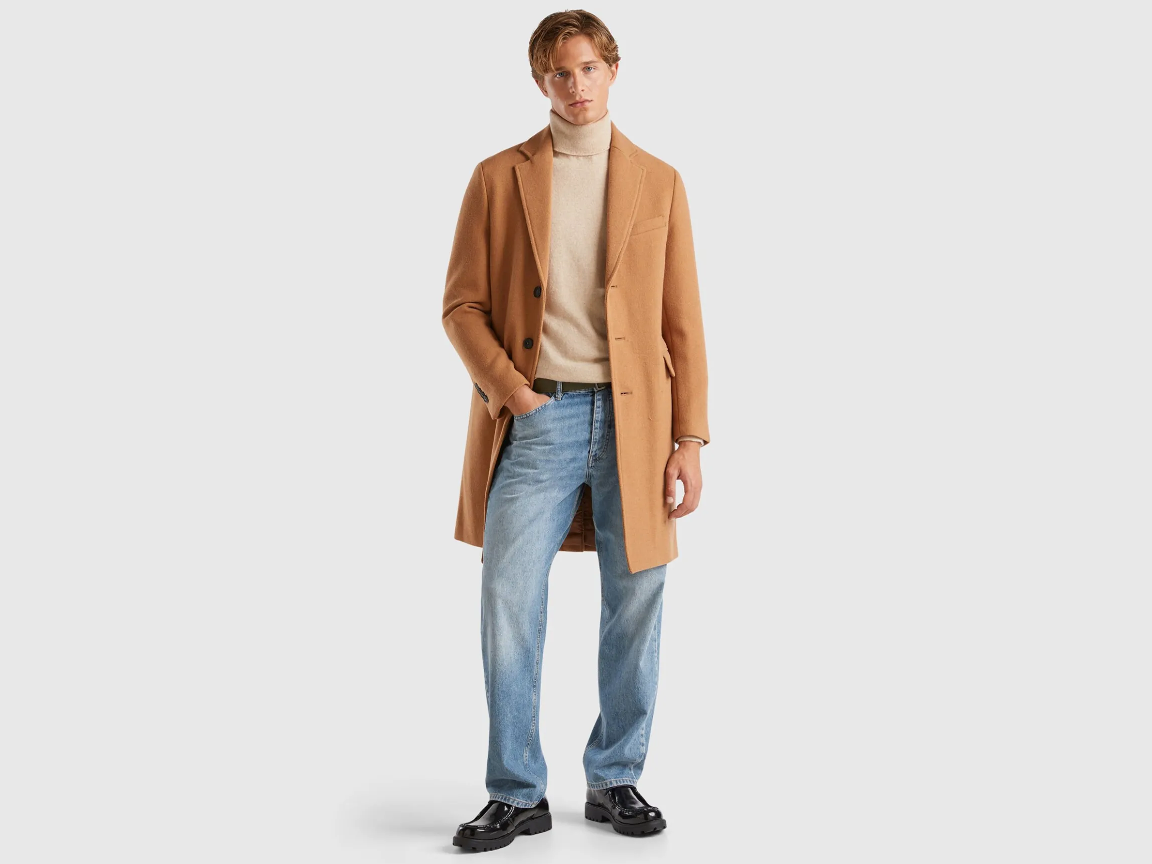 Lined coat in wool blend