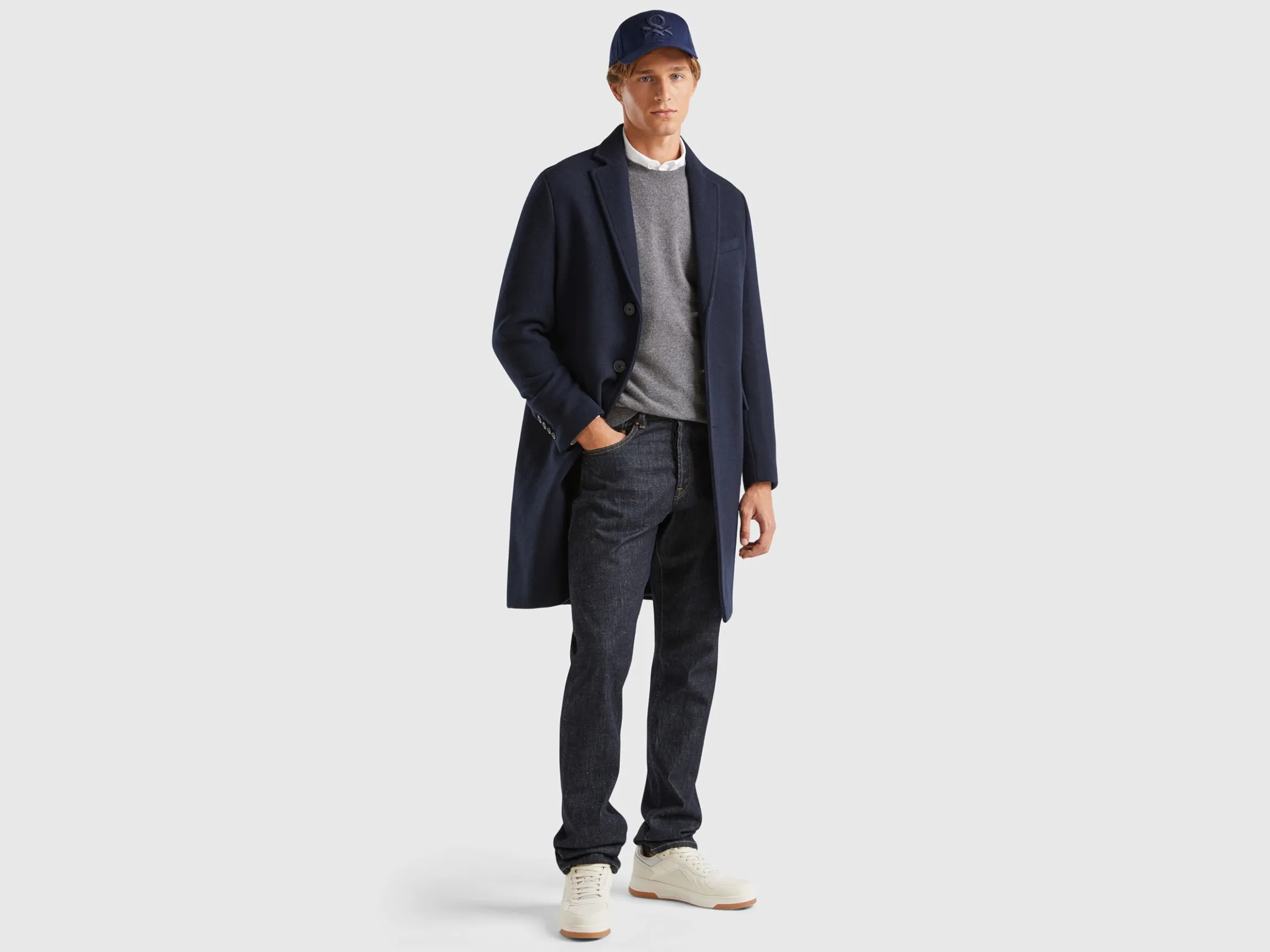 Lined coat in wool blend