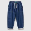 Lined joggers in denim