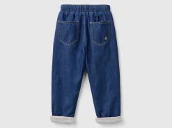 Lined joggers in denim