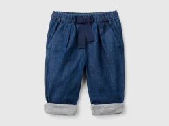 Lined trousers in chambray