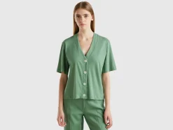 Linen blend cardigan-style t-shirt