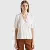 Linen blend cardigan-style t-shirt