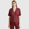 Linen blend cardigan-style t-shirt