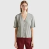 Linen blend cardigan-style t-shirt