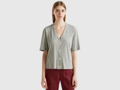 Linen blend cardigan-style t-shirt