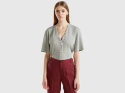 Linen blend cardigan-style t-shirt