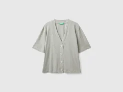 Linen blend cardigan-style t-shirt