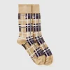 Long beige tartan socks
