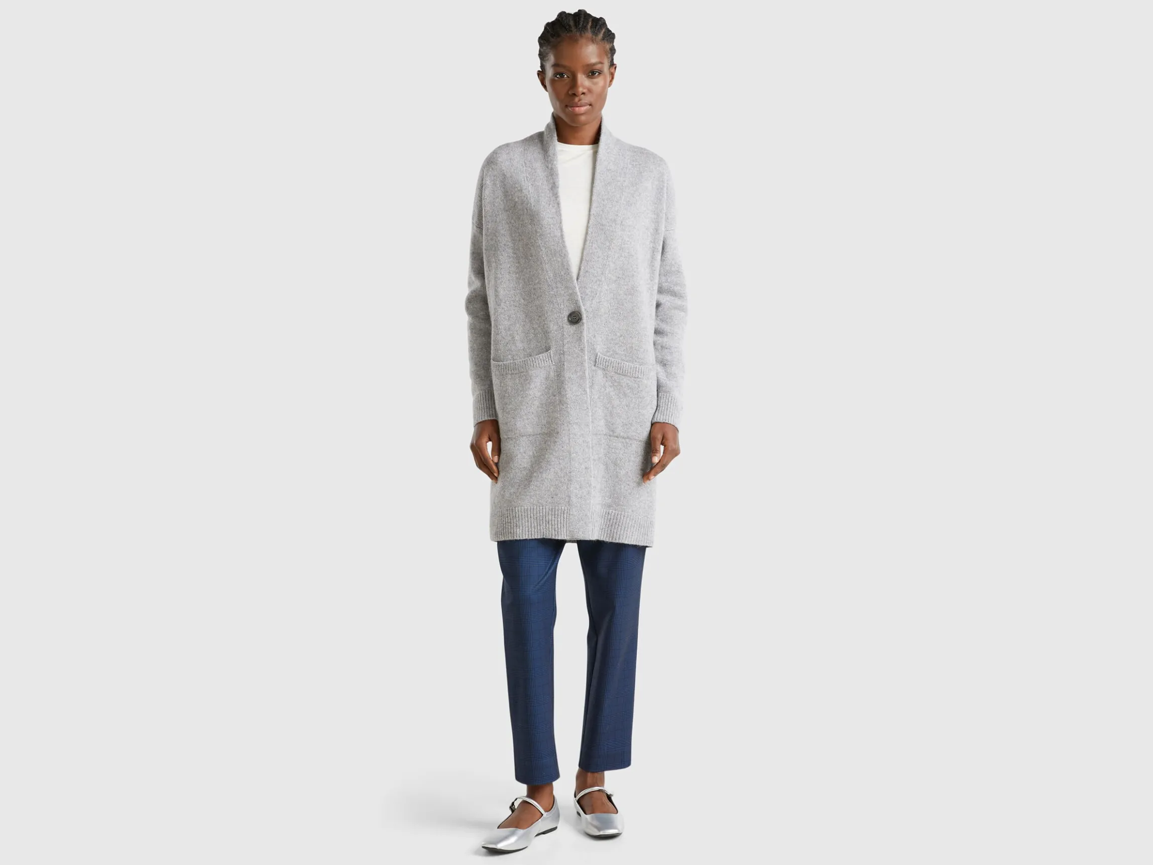Long cardigan in pure Shetland wool