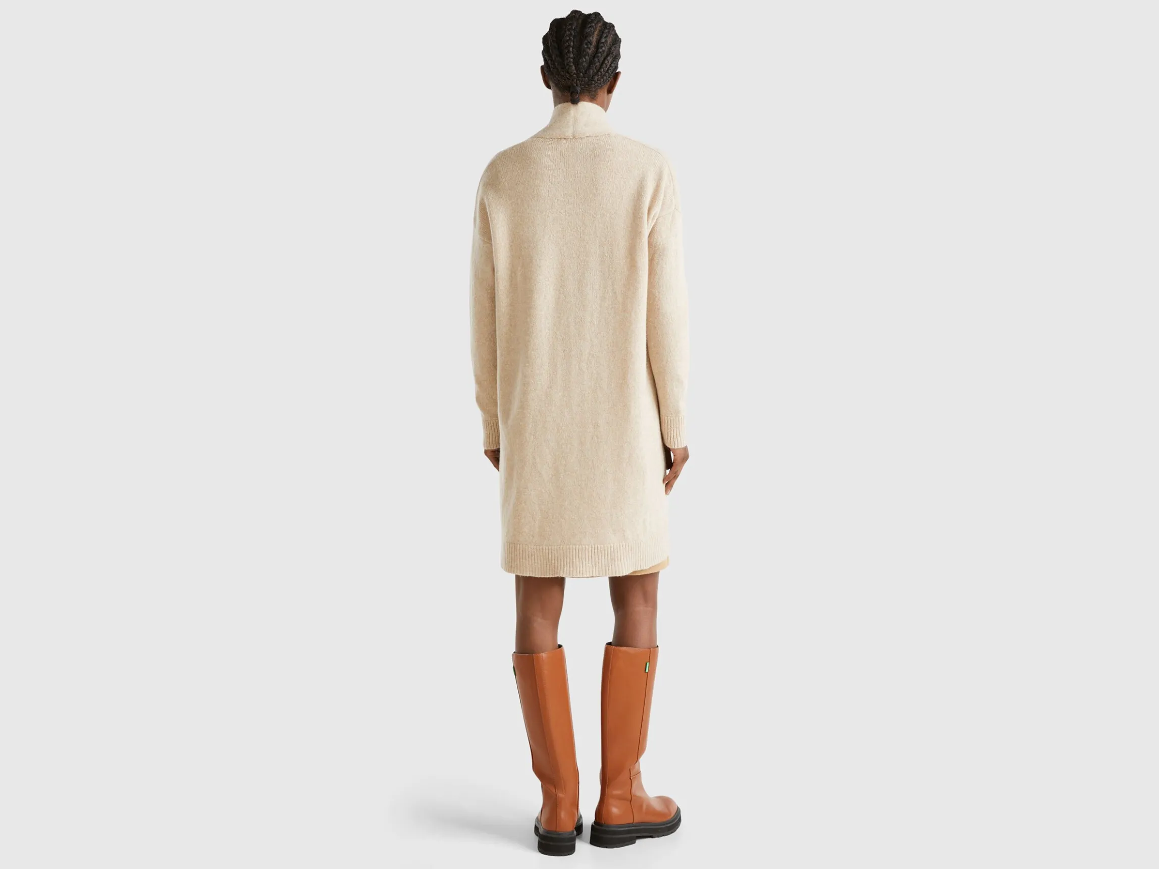 Long cardigan in pure Shetland wool