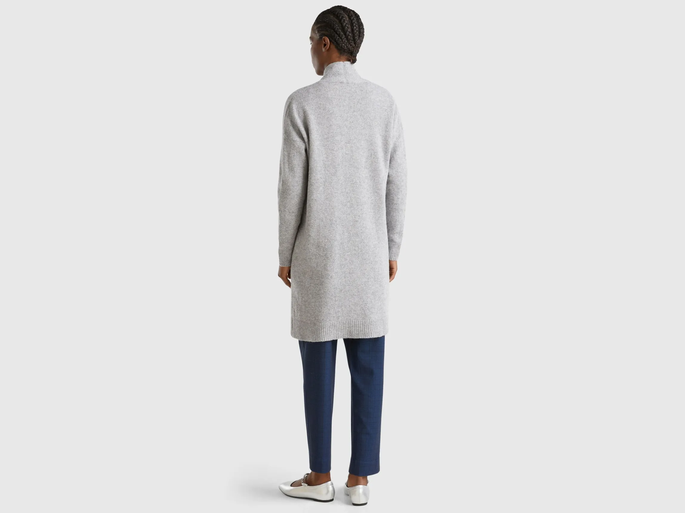 Long cardigan in pure Shetland wool