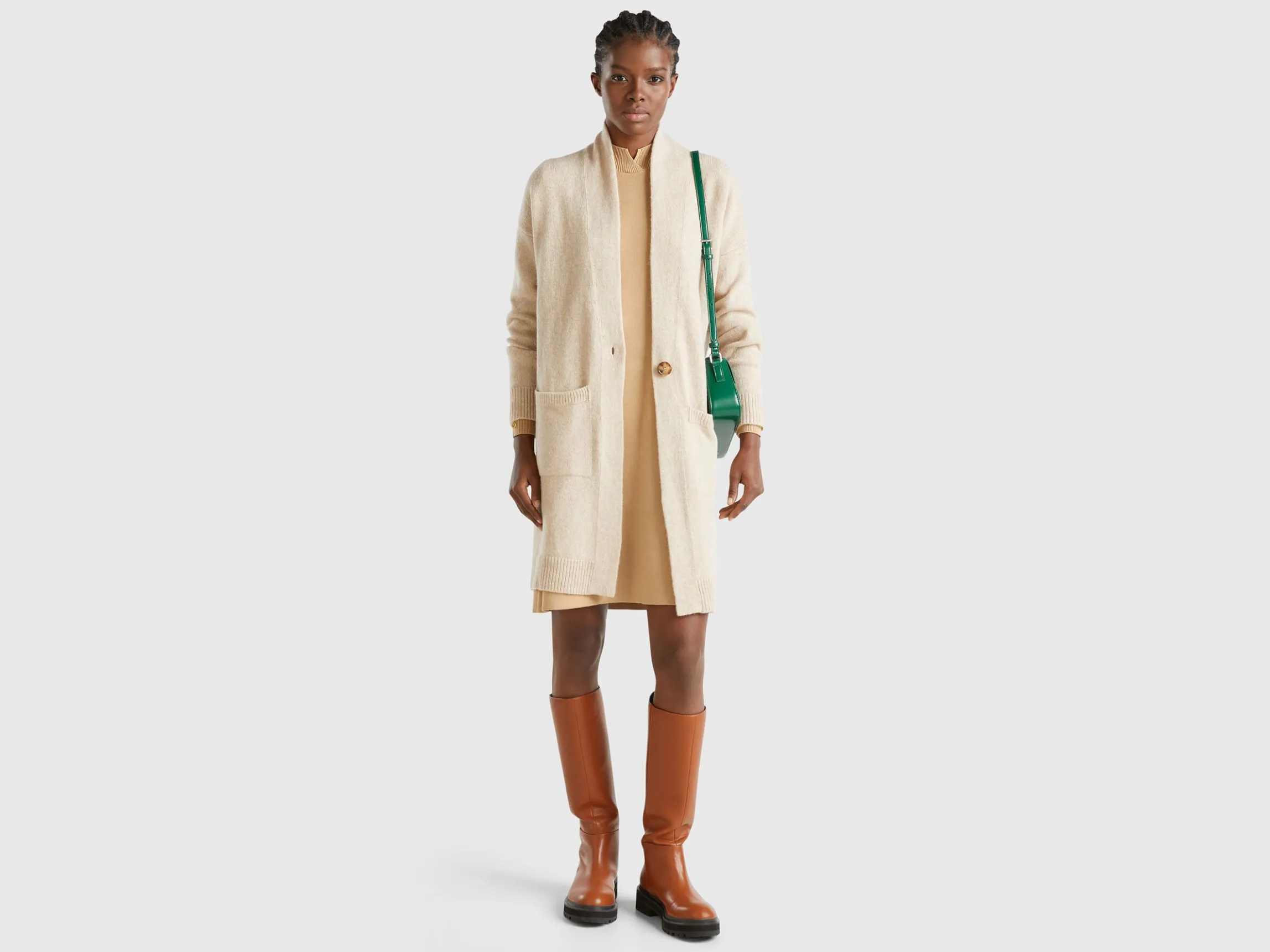 Long cardigan in pure Shetland wool